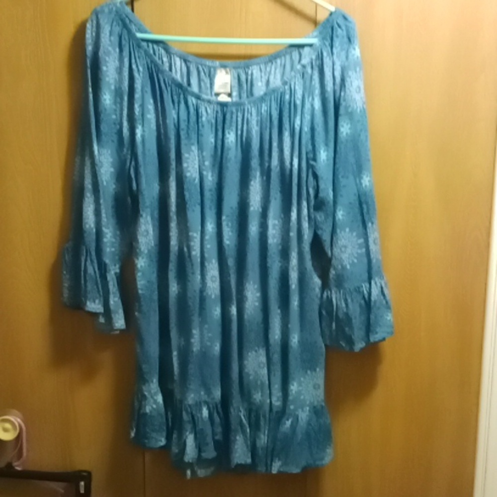 Terra & Sky blouse 2x NWOT 100% rayon ptp 28, L 34